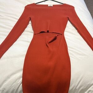 Wilfred Rust Mini Dress with Long Sleeves